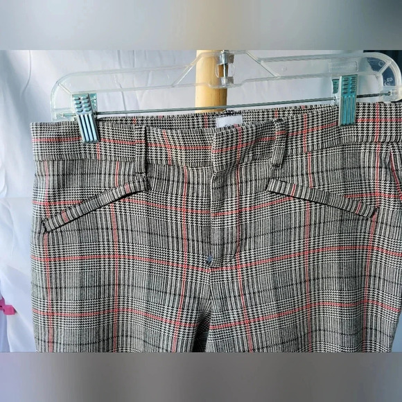 GAP Plaid Trousers Narrow Leg  Straight Leg Black Red Pinstripe Size 4 - Picture 3 of 9